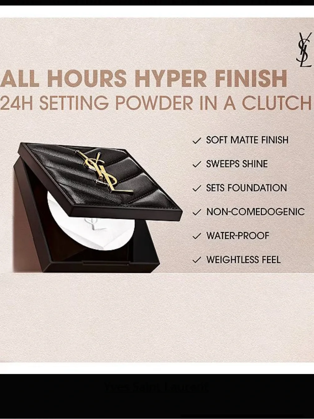 YSL All Hours Hyper Finish Hyaluronic Acid Infused Matte Powder in Shade 01